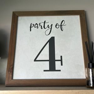 Party of 4 wood frame sign